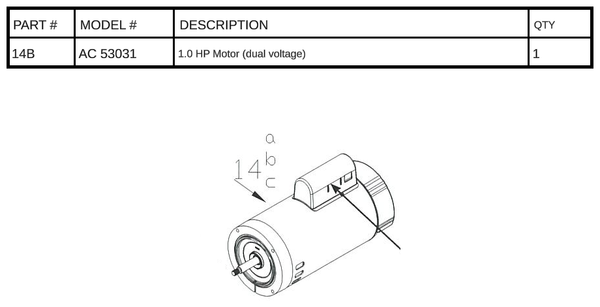 AC 53031 - 1.0 HP Motor (dual voltage)