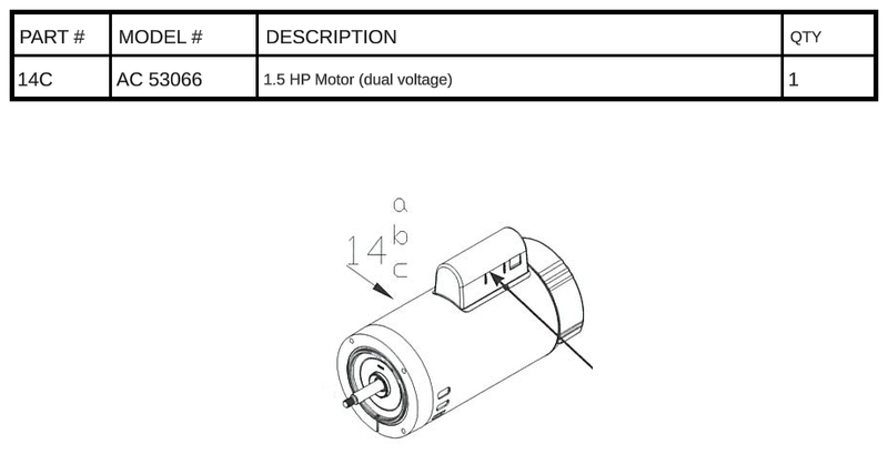 AC 53066 - 1.5 HP Motor (dual voltage)