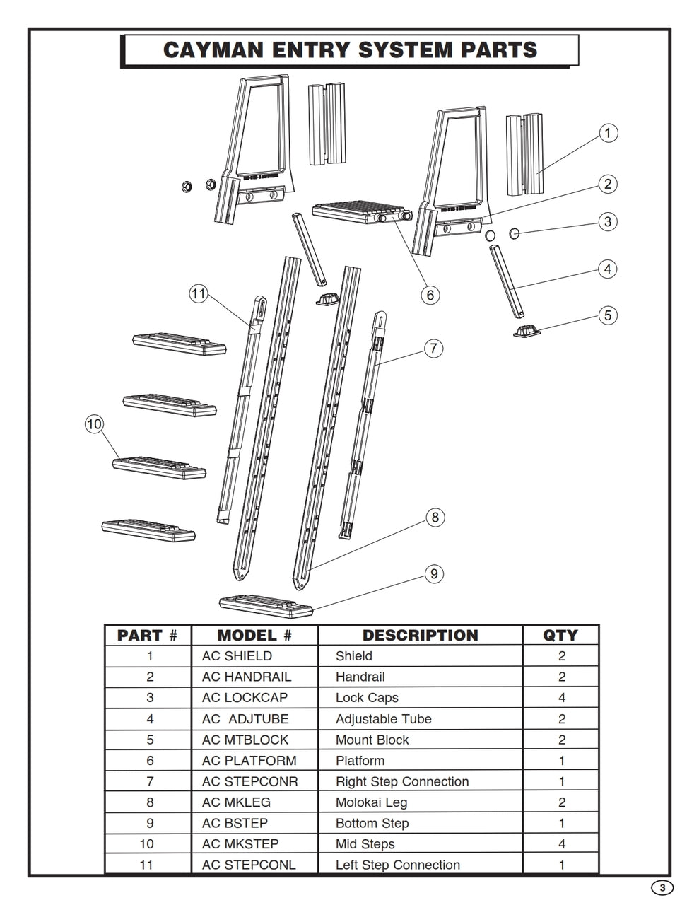 Right Step Connection Replacement for BT Cayman Ladder