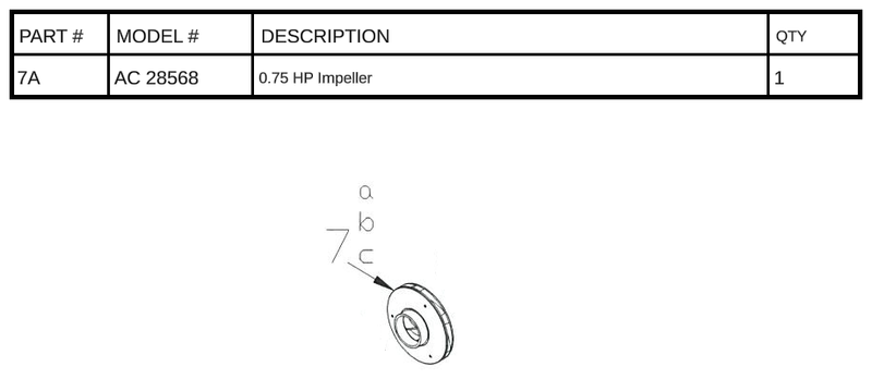 AC 28568 - 0.75 HP Impeller