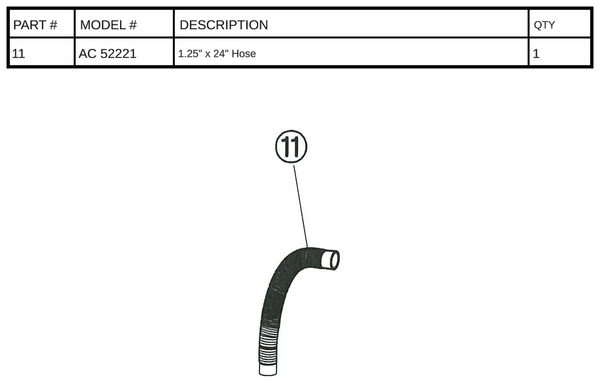 AC 52221 - 1.25" x 24" Hose